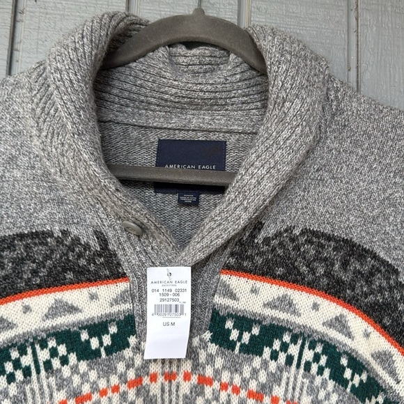 American Eagle Gray NWT Patterned Men's Sweater M - Picture 3 of 8